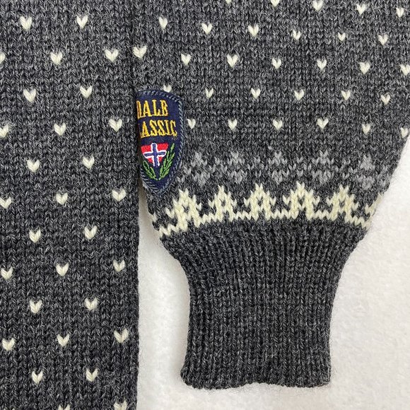 Dale Of Norway Mens Nowegian Wool Fair Isle Reindeer Sweater Size L Clasp Thick - Picture 6 of 12